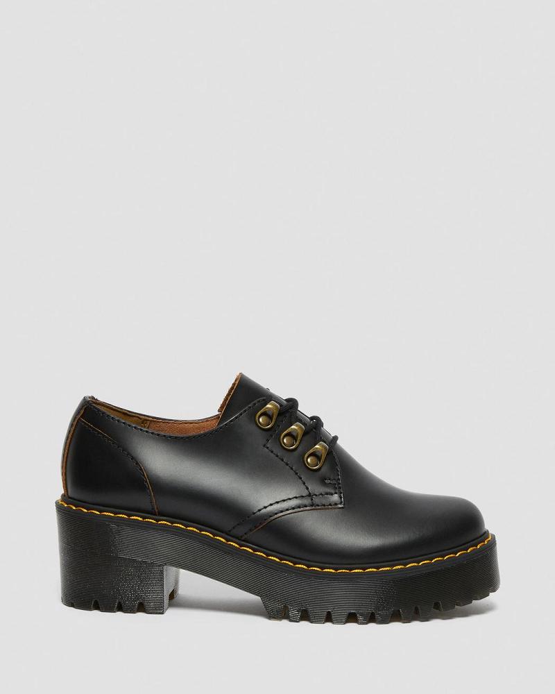 Zapatos Casuales Dr Martens Leona Lo Vintage Smooth Cuero Tacón Mujer Negros | MX 667CTV